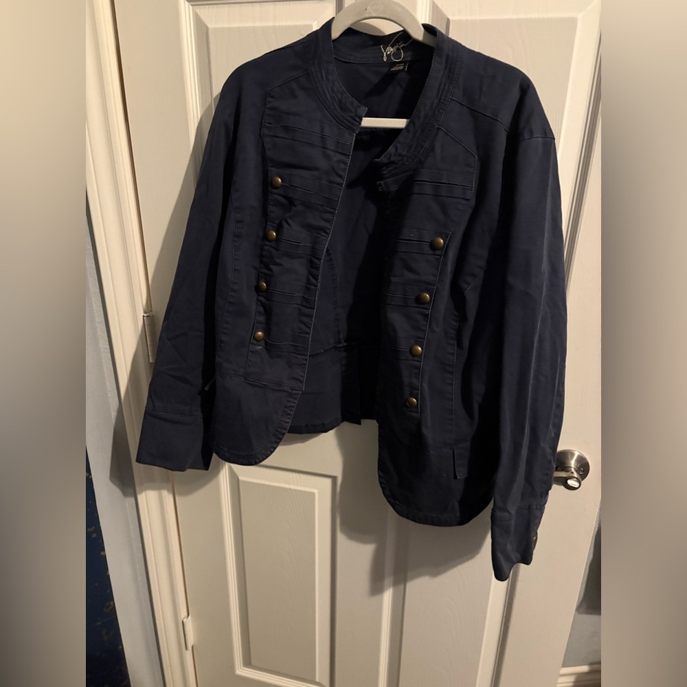 353- Lane Bryant Navy Military-Style Button Jacket